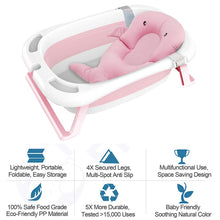 Load image into Gallery viewer, Foldable baby bath, foldable newborn bath tub with intelligent real-time temperature sensor, children's bathtub with safety bath seat, baby bathtub with stand, 85 x 53 x 25 cm, made of PP and TPE (thermoplastic elastomer)
