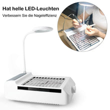 Load image into Gallery viewer, Nail Vacuum Cleaner with Lamp, Professional Nail Dust Compartments Collector Nail Dust Extraction Manicure, Nail Studio Personal Use
