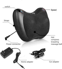 Load image into Gallery viewer, Shiatsu Massage Cushion with 8 3D Rolls Massager Pillow with Heat to Knead Relax Contractures and Muscle Aches at Home Car Office Black

