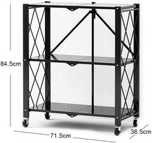 Load image into Gallery viewer, Étagère de Rangement Pliable avec Roues, Étagère en Métal Multifonctionnelle, pour Salon, Cuisine, Salle de Douche, Vestiaire, Chambre à Coucher (Noir, 3 tier-36,5*71,5*91CM)
