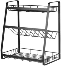 Load image into Gallery viewer, Étagère à épices étagère en métal pour épices porte-épices étagère à épices étagère à épices cuisine cuisine sans perçage en métal à 3 niveaux pour shakers à épices bouteille d'huile pots à épices
