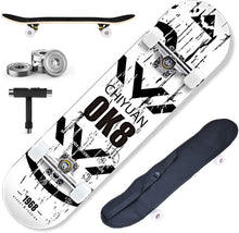 Load image into Gallery viewer, Skateboard 79x20cm Holzboard für Anfänger mit ABEC-7 Kugellager 31 Zoll 7-lagigem Ahornholz und 90A Rollen für Kinder, Jugendliche und Erwachsene Komplettboard mit Tasche + T-Tool
