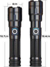 Load image into Gallery viewer, Extremely Bright Torch USB Rechargeable XHP70 Torch Battery Operated 5 Light Modes Zoomable for Camping Hiking Emergencies  [Energy Class A+++]
