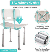 Load image into Gallery viewer, Silla de Ducha Altura Regulable con Respaldo y Reposabrazos Taburete para Baño con Capacidad de 150 kg Taburete de Ducha para Ancianos
