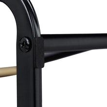 Load image into Gallery viewer, Noir Porte pieds, échelle, escalier 3 barres, métal bois support serviette bain, 86x58x30 cm, fer, 1 élément
