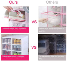 Load image into Gallery viewer, 12 x Cajas de Zapatos Plástico, Caja Guardar Zapatos, Calcetines, Juguetes, Cinturones para la Organización de Hogar, Oficina, Plegable, 31cm*21cm*12cm (Blanco, 12)
