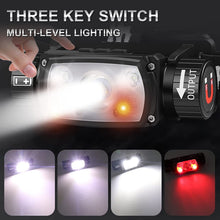 Load image into Gallery viewer, Linterna Frontal, LED USB Recargable Linterna Cabeza, Sensor Inteligente Ultra Brillante 800 Lúmenes 180° Ajustable Luz Frontal para Camping Bicicleta Pesca [Clase de eficiencia energética A+++]
