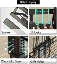 Load image into Gallery viewer, Plasaig Kitchen Rack Foldable Spice Rack Stainless Steel Multi-Function Storage Rack Space Saving/Non-Slip Anti-Rust Strong Bearing Capacity Black (Three-Layer)
