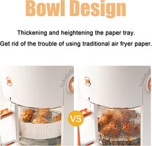 Load image into Gallery viewer, Papel para Freidora de Aire [100 Piezas], YRAKOZIN Forro de Papel Desechable Esteras Redondas de Pergaminos Antigrasa Papel de Aceite Silicona Antiadherente Aplicar a Air Fryer, Horno - Color Madera
