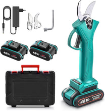 Load image into Gallery viewer, Electric Pruning Scissors, 48V Battery Pruning Scissors, Electric Gardening Pruning Scissors with 2 Rechargeable Lithium Batteries, Cutting Diameter 30 mm
