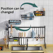 Load image into Gallery viewer, Stainless steel plate drainer for countertop, storage shelf for kitchen supplies, countertop organizer
