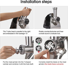 Load image into Gallery viewer, Electric Meat Grinder with 3 Stainless Steel Cutting Plates, Meat Mincer for Meat, Sausage, Chopper, Multifunctional Food Processor
