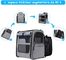 Load image into Gallery viewer, Cat Dog Backpack Extendable Breathable, Foldable Pet Carrying Backpack With Removable Plush Mattress, For Camping, Hiking, Traveling by Train/Car/Plane
