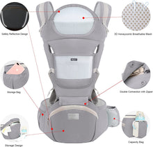 Load image into Gallery viewer, Baby Carrier with Ergonomic Hip Seat Newborn Multifunctional Adjustable Baby Carrier Front and Rear for Child from 3 Months to 3 Years (3-20 kg) Grey
