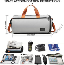 Load image into Gallery viewer, Sports Bag with Shoe Compartment and Wet Pocket, Waterproof Travel Bag, Large Capacity Duffel Bag, Portable Fitness Gym Bag, Shoulder Bag, Handbag for Man Woman Child
