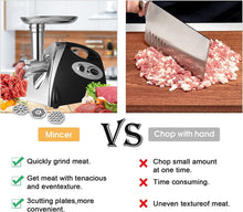 Load image into Gallery viewer, Electric Meat Grinder with 3 Stainless Steel Cutting Plates, Meat Mincer for Meat, Sausage, Chopper, Multifunctional Food Processor
