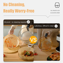 Load image into Gallery viewer, Papel para Freidora de Aire [100 Piezas], YRAKOZIN Forro de Papel Desechable Esteras Redondas de Pergaminos Antigrasa Papel de Aceite Silicona Antiadherente Aplicar a Air Fryer, Horno - Color Madera
