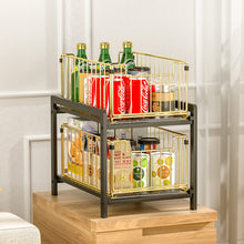 Load image into Gallery viewer, Kitchen Shelf Shelf with 2 Basket Drawers, Floor Cabinet Shelf, 2 Levels, Spice Rack, Stainless Steel, Sliding Drawer, Storage, Bathroom Organiser Shelf for Home and Office
