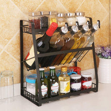 Load image into Gallery viewer, Étagère à épices étagère en métal pour épices porte-épices étagère à épices étagère à épices cuisine cuisine sans perçage en métal à 3 niveaux pour shakers à épices bouteille d'huile pots à épices
