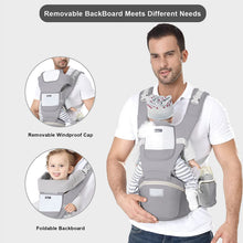 Load image into Gallery viewer, Baby Carrier with Ergonomic Hip Seat Newborn Multifunctional Adjustable Baby Carrier Front and Rear for Child from 3 Months to 3 Years (3-20 kg) Grey
