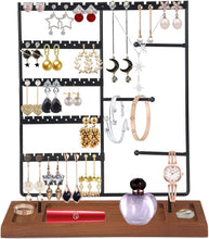 Load image into Gallery viewer, Jewelry Displays Jewelry Organizer, Wood &amp; Metal Earring Display, Vintage Jewelry Box Holder Loop Display
