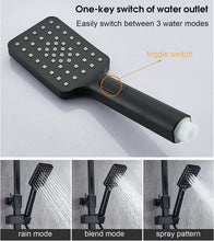 Load image into Gallery viewer, Black Thermostatic Shower with Digital Display, Shower Column Set 4 Copper Modes, Bathroom Rainhead Square 298 * 190mm Height Adjustable
