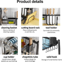 Load image into Gallery viewer, Stainless steel plate drainer for countertop, storage shelf for kitchen supplies, countertop organizer
