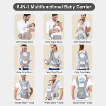 Load image into Gallery viewer, Baby Carrier with Ergonomic Hip Seat Newborn Multifunctional Adjustable Baby Carrier Front and Rear for Child from 3 Months to 3 Years (3-20 kg) Grey
