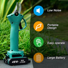 Load image into Gallery viewer, Electric Pruning Scissors, 48V Battery Pruning Scissors, Electric Gardening Pruning Scissors with 2 Rechargeable Lithium Batteries, Cutting Diameter 30 mm
