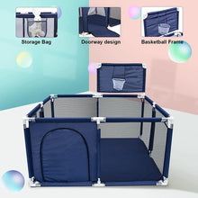 Load image into Gallery viewer, Baby Park with Basketball Hoop, Washable Foldable Baby Play Park, Children's Activity Center Park, Large Indoor Adapted Outdoor Park with Protective Grid
