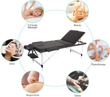 Load image into Gallery viewer, Table de Massage Réglable Pliante Portable Aluminium Cosmétique Thérapie Beauté (Noir)
