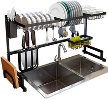 Load image into Gallery viewer, Dish Drying Rack, Kitchen Sink Organizer and Over the Sink Dish Drying Rack Adjustable Dish Rack Stainless Steel Sink Rack Dish Drainers Rack for Kitchen Sink Space Saver (Sink Size less than 32")
