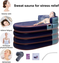 Load image into Gallery viewer, Baignoire Pliable Gonflable sans Fil pour Adulte, Antidérapant Piscine en PVC pour Enfants, Qualité supérieure, Bleu
