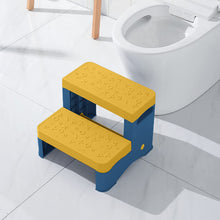 Load image into Gallery viewer, Non-slip Footboard with 2 Steps for Children, Baby Stool in Stockings Grey &amp; Yellow 35*34*27 cm for Bathroom / Kitchen / Potty Training
