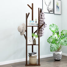 Load image into Gallery viewer, Porte Manteau sur Pieds Bambou, Porte-vêtement pour Entrée, avec 8 Crochets et à la Base Triangulaire, Stable
