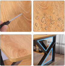 Load image into Gallery viewer, Plasaig Bureau d'ordinateur compact et étanche avec clapier, en bois pour les petits espaces, pieds de table en forme de K 100 x 48 x 72 cm (bois de poirier jaune)
