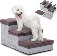 Load image into Gallery viewer, Dog Stairs - High-Quality Foldable Pet Stairs with Lots of Storage Space in the Steps - Maximum Load 30 kg - Also Suitable as Cat Stairs
