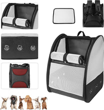 Load image into Gallery viewer, Breathable Carrying Bag Dog Cat, Mesh Backpack for Pet with Removable Mat, Foldable and Portable Bag for Camping Hiking Travel By Train/Car/Plane
