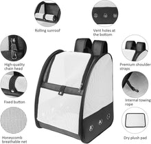 Load image into Gallery viewer, Breathable Carrying Bag Dog Cat, Mesh Backpack for Pet with Removable Mat, Foldable and Portable Bag for Camping Hiking Travel By Train/Car/Plane

