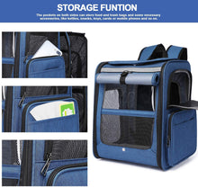 Load image into Gallery viewer, Sac à Dos Chat Chien Extensible Respirant, Sac a Dos de Transport Pliable Pour Animal de Compagnie Avec Matelas En Peluche Amovible, Pour Camping, Randonnées, Voyage en Train/Voiture/Avion
