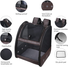 Load image into Gallery viewer, Sac de Transport Respirant Chien Chat, Sac à Dos en Maille pour Animal de Compagnie Avec Tapis Amovible, Sac Pliable et Portable pour Camping Randonnées Voyage en Train/Voiture/Avion
