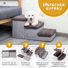 Load image into Gallery viewer, Dog Stairs - High-Quality Foldable Pet Stairs with Lots of Storage Space in the Steps - Maximum Load 30 kg - Also Suitable as Cat Stairs

