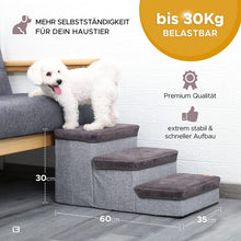 Load image into Gallery viewer, Dog Stairs - High-Quality Foldable Pet Stairs with Lots of Storage Space in the Steps - Maximum Load 30 kg - Also Suitable as Cat Stairs
