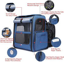 Load image into Gallery viewer, Sac à Dos Chat Chien Extensible Respirant, Sac a Dos de Transport Pliable Pour Animal de Compagnie Avec Matelas En Peluche Amovible, Pour Camping, Randonnées, Voyage en Train/Voiture/Avion
