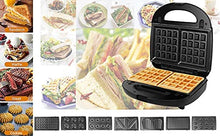 Load image into Gallery viewer, 7-in-1 750 W sandwich maker, sandwich toaster with non-stick coating, waffle iron with 7 removable plate sets, waffle maker with indicator light and heat-insulated handle toaster
