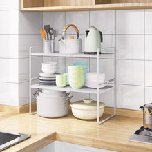 Load image into Gallery viewer, Expandable Kitchen Shelf Organiser for Kitchen Cabinet and Worktops, Adjustable Kitchen Cabinet Shelf Spice Rack Storage Rack for Kitchen Counters Pantry Bathroom
