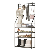 Load image into Gallery viewer, Household multi-functional clothes rack floor hanger simple integrated shoe rack door shelf multi-layer combination shoe and hat rack
