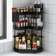 Load image into Gallery viewer, Spice Rack Kitchen Rack Corner Standing Frame 2 Tier Storage Rack Spice Stand Kitchen Worktop Organiser Spice Jars Worktop Storage
