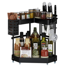 Load image into Gallery viewer, Spice Rack Kitchen Rack Corner Standing Frame 2 Tier Storage Rack Spice Stand Kitchen Worktop Organiser Spice Jars Worktop Storage
