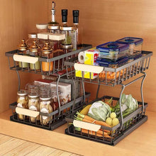 Load image into Gallery viewer, 2 Tier Sliding Drawer, Storage Organiser, Drawer Shelf for Kitchen Cupboard
